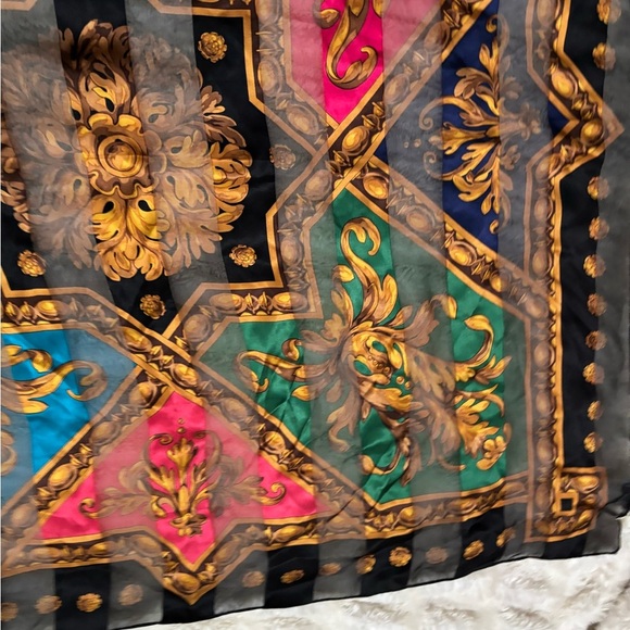 WORTH Women’s Elegant Silk Gold Detailing Scarf - Picture 6 of 14